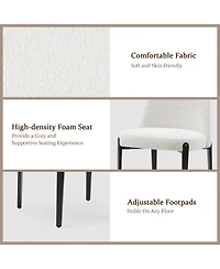 Morden Fort Modern 3-Piece Faux Marble Round Dining Table with Boucle Chairs in White Dining Room Set for Kitchen