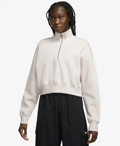 Nike Women's Sportswear Phoenix Fleece Quarter-Zip Cropped Sweatshirt