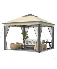 Gymax 11 x ft Pop up Gazebo 2-Tier Patio Canopy Tent Shelter w/ Carrying Bag