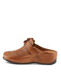Spring Step Lilybean Leather Perforated Clogs with Floral Applique and Open Back