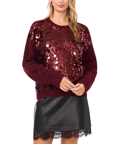 Vince Camuto Women's Multi Paillette Crewneck Sweater
