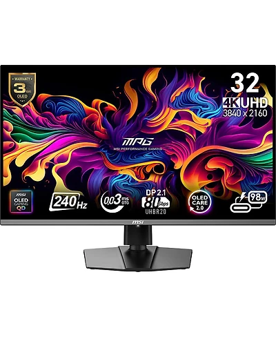 Msi Mpg 322URX Qd-oled 31.5" 16:9 4K Ultra Hd 240Hz Hdr Gaming Monitor, Metallic Black