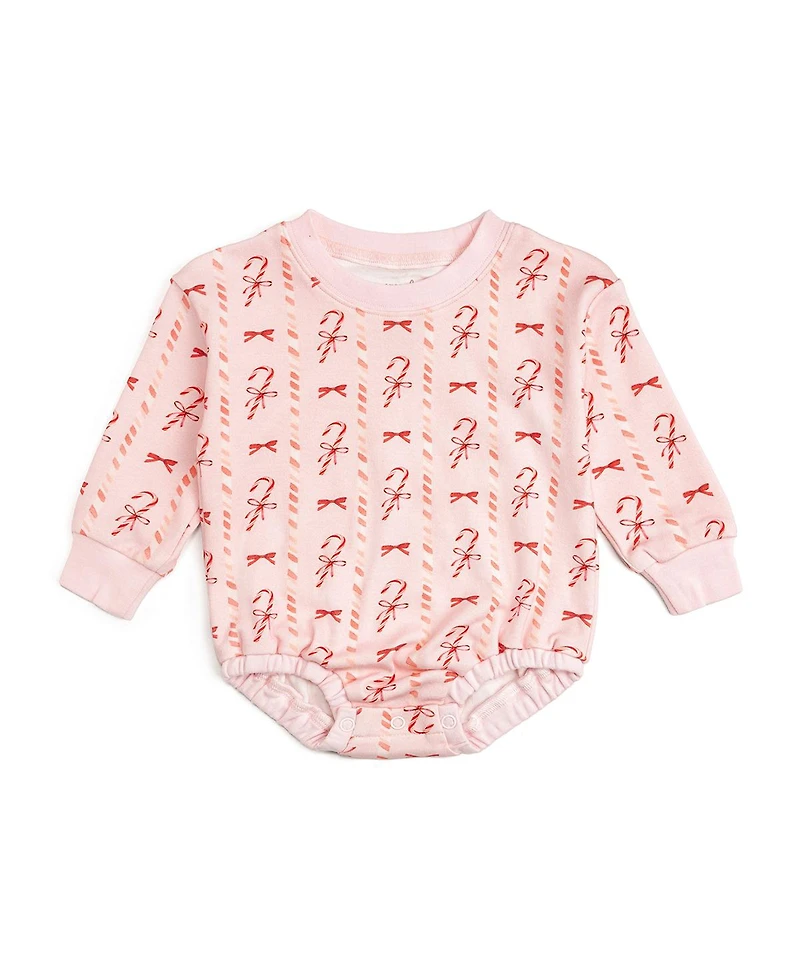 Sweet Wink Baby Girls Candy Cane Lane Christmas Long Sleeve Romper