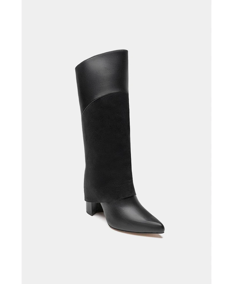 Leather Tall Overlay Boots Vanilla By Dante