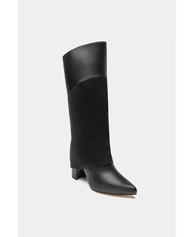 Leather Tall Overlay Boots Vanilla By Dante