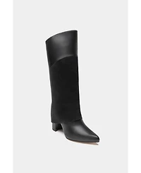 Leather Tall Overlay Boots Vanilla By Dante