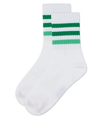 MeMoi Little Girls Two Tone Varsity Stripe Crew Socks