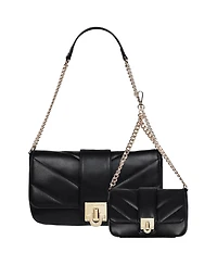 True Religion Quilted Flap Shoulder Bag with Mini Bag