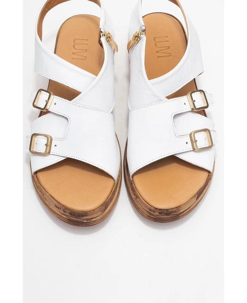 Forever & Always Shoes Levine Leather Buckled Side-Zip Sandal (Women)
