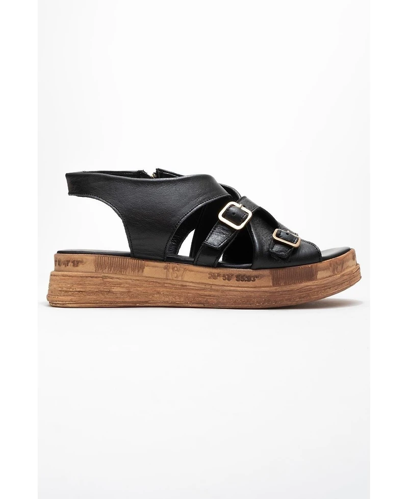 Forever & Always Shoes Levine Leather Buckled Side-Zip Sandal (Women)