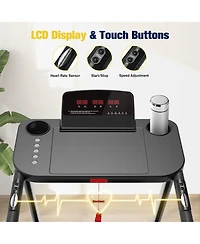 Redliro Walking Treadmill for Seniors with Long Handrails 300 lbs Capacity Recovery Fitness Exercise Machine Heart Rate Sensor for Home
