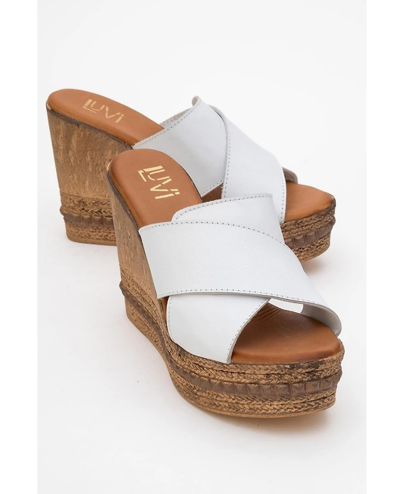 Forever & Always Shoes Lois Wedge Leather Sandal (Women)