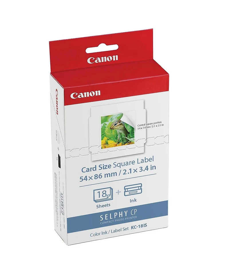 Canon Kc-18IS Card Size Square Label Ink and Paper Set for Selphy CP900/CP910 Photo Printer, 18 Sheets, 3-Pack