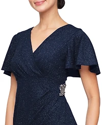 Sl Fashions Women's Flutter-Sleeve Tulip-Hem Ballgown Dress