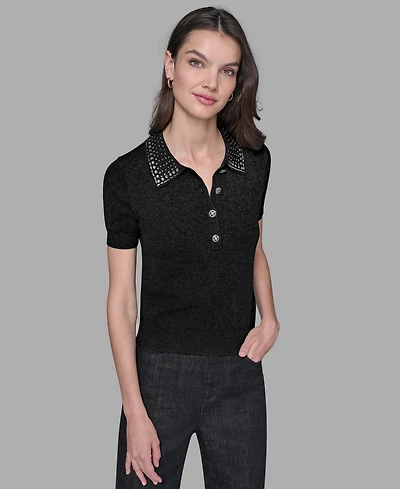Karl Lagerfeld Paris Women's Embellished Collar Sweater