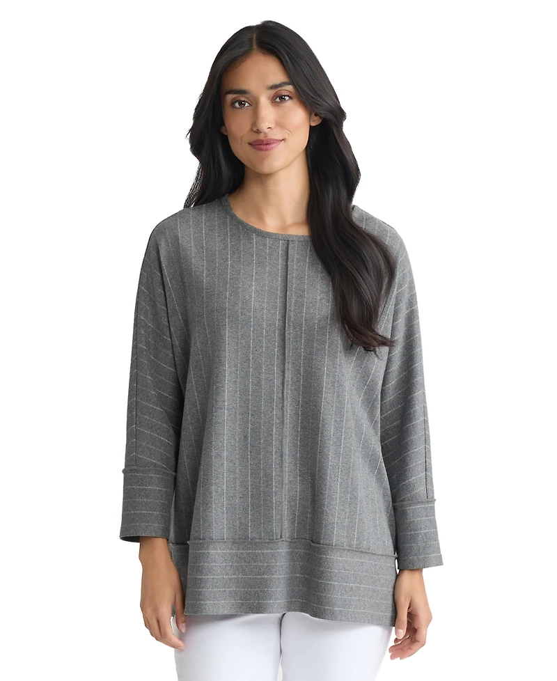 Jones New York Petite Long Sleeve Crew Neck Top