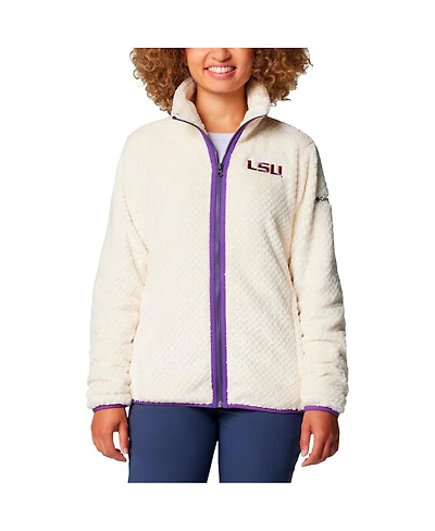 Columbia Women's Cream Lsu Tigers Fireside Ii Sherpa Full-Zip Jacket