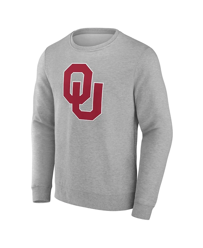 Fanatics Men's Heather Gray Oklahoma Sooners Applique Fleece Pullover Sweatshirt