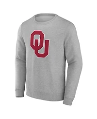 Fanatics Men's Heather Gray Oklahoma Sooners Applique Fleece Pullover Sweatshirt