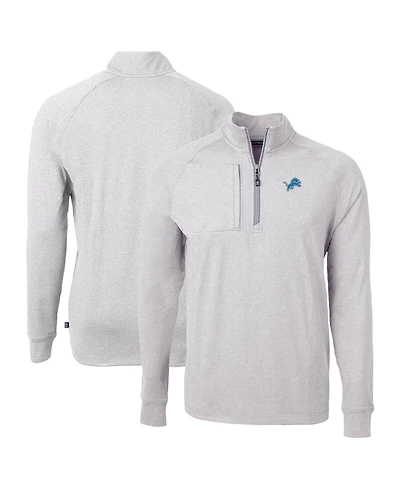 Cutter & Buck Men's Heather Gray Detroit Lions Big Tall Adapt Eco Knit Quarter-Zip Pullover Sweatshirt