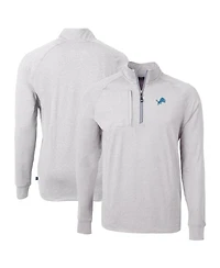 Cutter & Buck Men's Heather Gray Detroit Lions Big Tall Adapt Eco Knit Quarter-Zip Pullover Sweatshirt