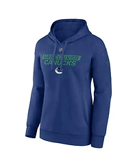 Fanatics Women's Blue Vancouver Canucks Authentic Pro Core Primary Fleece Pullover Hoodie