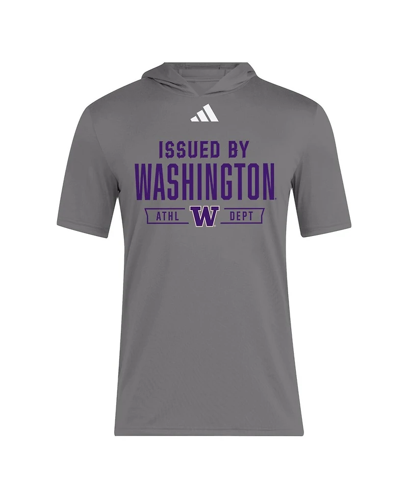 Adidas Men's Gray Washington Huskies 2025 Areoready Sideline Training Hooded T-Shirt