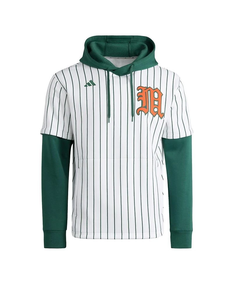 Adidas Men's White/Green Miami Hurricanes Baseball Jersey Hoodie
