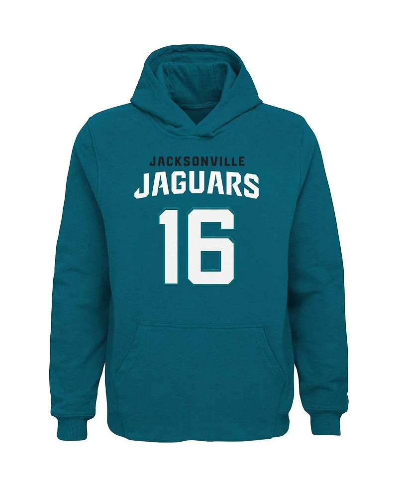 Outerstuff Big Boys and Girls Trevor Lawrence Teal Jacksonville Jaguars Mainliner Player Name Number Pullover Hoodie