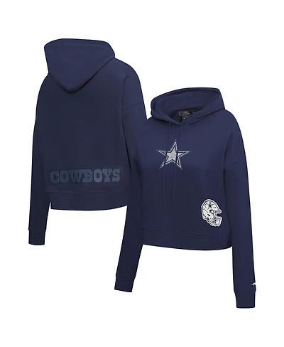 Pro Standard Women's Navy Dallas Cowboys Jeweled Cropped Pullover Hoodie