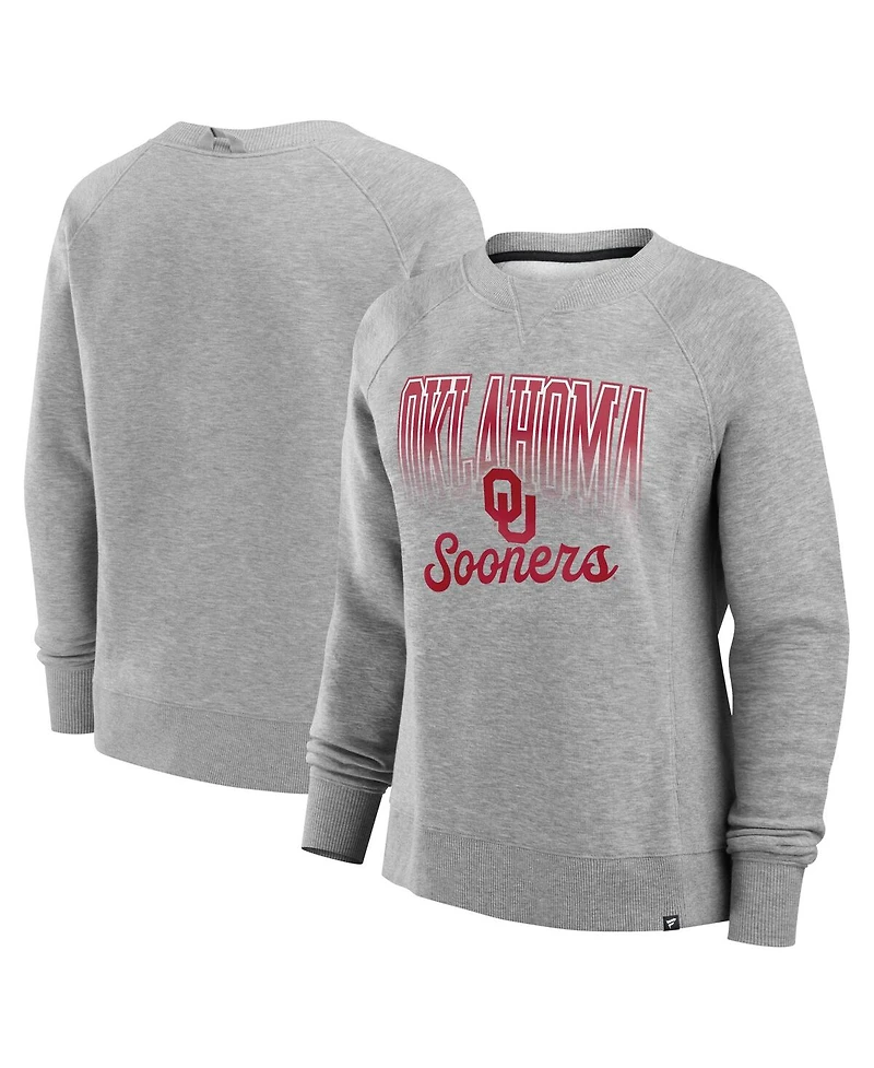 Fanatics Women's Heather Gray Oklahoma Sooners Training Camp Hit Hard Fleece Pullover Sweatshirt