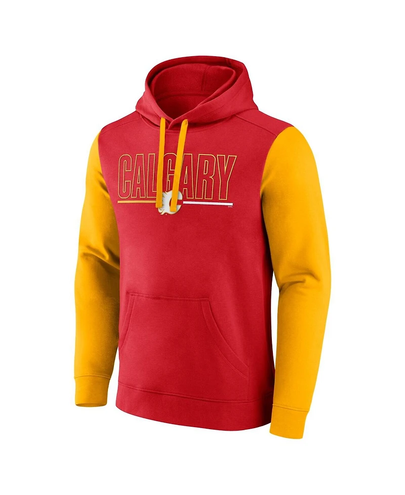 Logo Athletic Men's Red Calgary Flames Deliver Fleece Pullover Hoodie