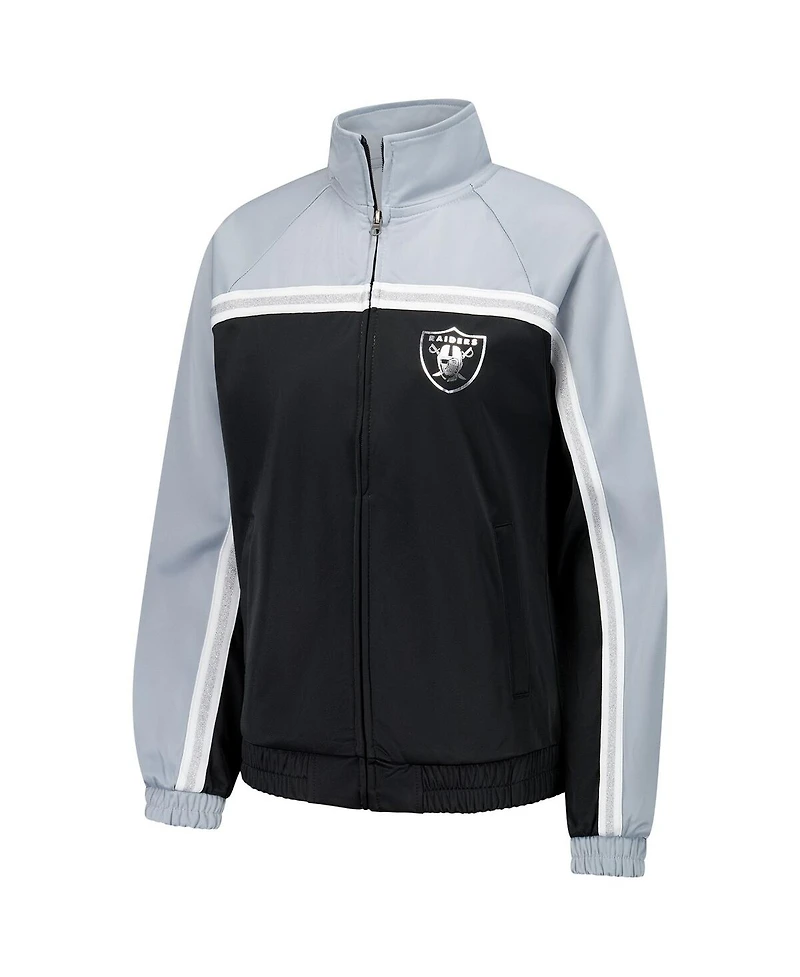 G-iii 4Her by Carl Banks Women's Black Las Vegas Raiders Post Game Full-Zip Track Jacket