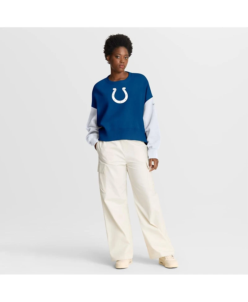 Nike Women's Royal Indianapolis Colts Oversized Color-Block Pullover Sweatshirt
