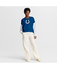 Nike Women's Royal Indianapolis Colts Oversized Color-Block Pullover Sweatshirt