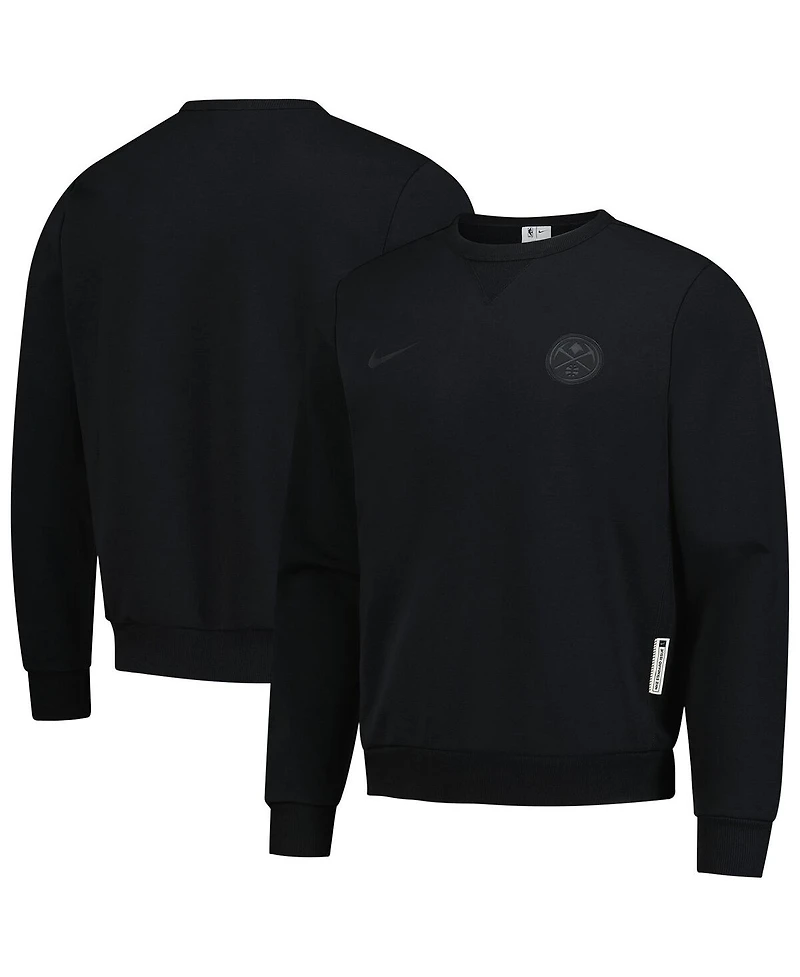 Nike Men's Black Denver Nuggets Authentic Standard Issue Travel Dri-fit Pullover Sweatshirt