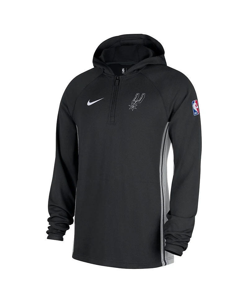 Nike Men's Black San Antonio Spurs Authentic On Court Zone Quarter-Zip Dri-fit Hoodie Jacket