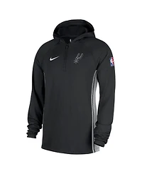 Nike Men's Black San Antonio Spurs Authentic On Court Zone Quarter-Zip Dri-fit Hoodie Jacket