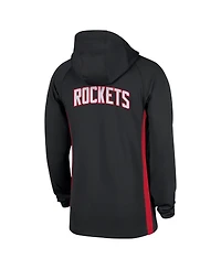 Nike Men's Black Houston Rockets Authentic On Court Zone Quarter-Zip Dri-fit Hoodie Jacket