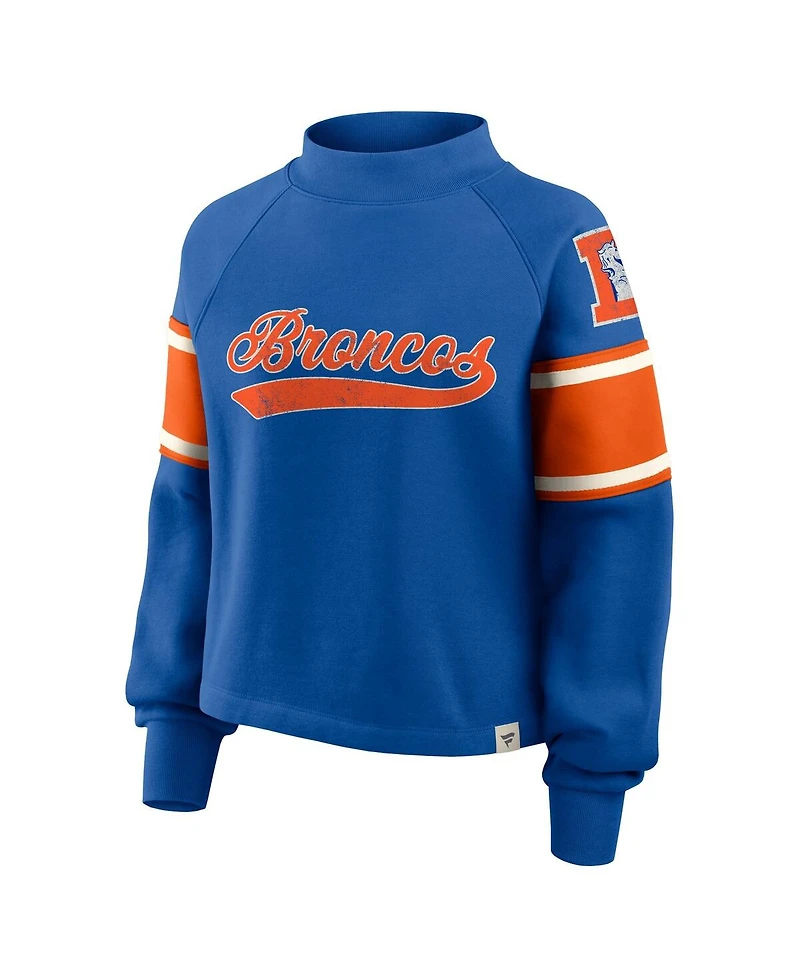 Fanatics Women's Royal Denver Broncos Oversized Hometown Toss Sweep Mock Neck Pullover Hoodie