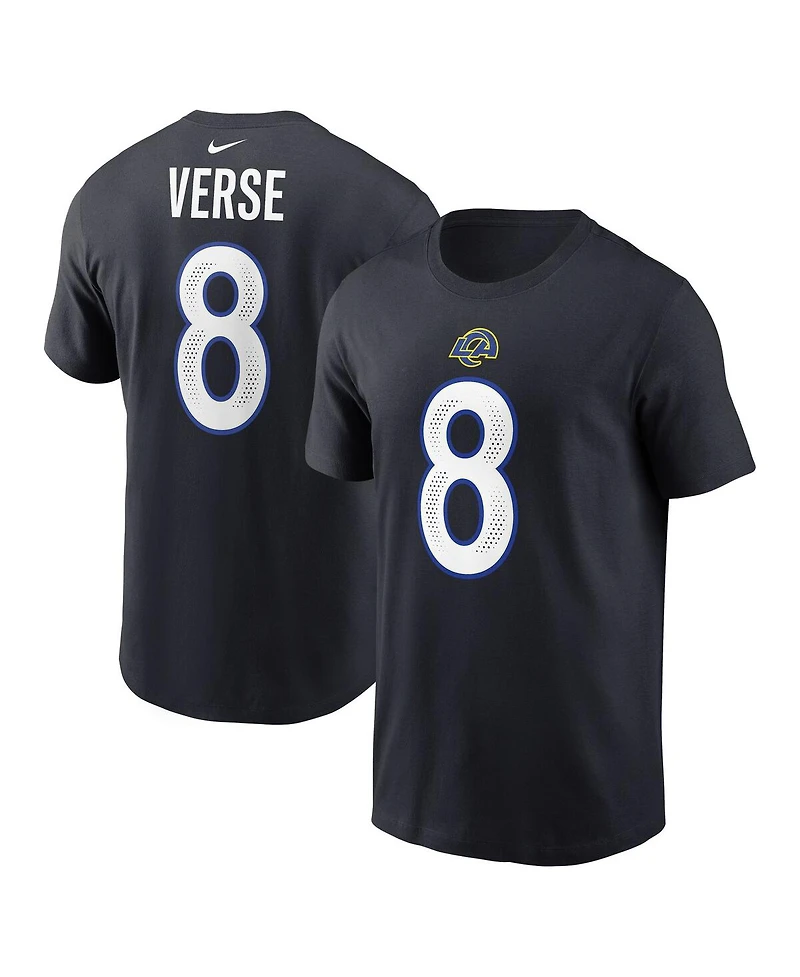 Nike Men's Jared Verse Midnight Blue Los Angeles Rams 2025 Rivalries Collection Player Name Number T-Shirt
