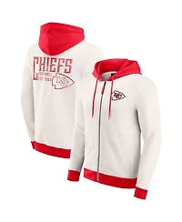 Darius Rucker Collection by Fanatics Men's Cream Kansas City Chiefs Distressed Graphics Full-Zip Hoodie