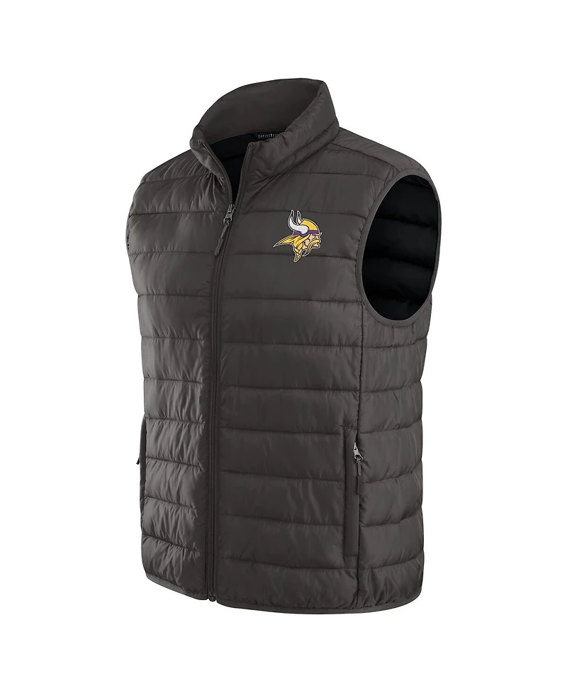 Darius Rucker Collection by Fanatics x Nfl Men's Gray Minnesota Vikings Packable Full-Zip Vest with Travel Bag