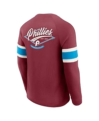 Darius Rucker Collection by Fanatics Men's Burgundy Philadelphia Phillies Waffle-Knit Raglan Long Sleeve Henley T-Shirt