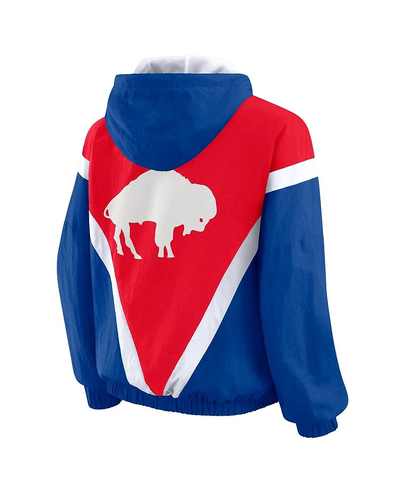 Wear by Erin Andrews Women's Red/Royal Buffalo Bills Plus Retro Crinkle Full-Zip Windbreaker Jacket
