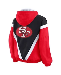 Wear by Erin Andrews Women's Scarlet/Black San Francisco 49ers Plus Retro Crinkle Full-Zip Windbreaker Jacket