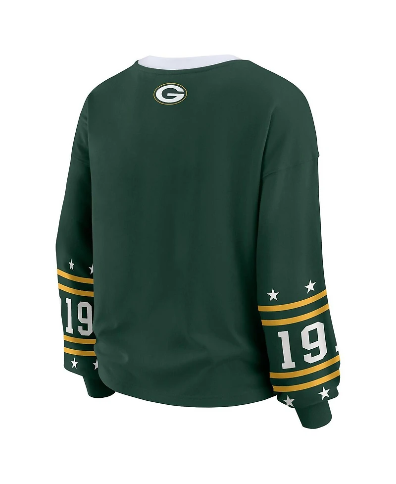 Wear by Erin Andrews Women's Green Bay Packers Plus Sport Long-Sleeve T-Shirt