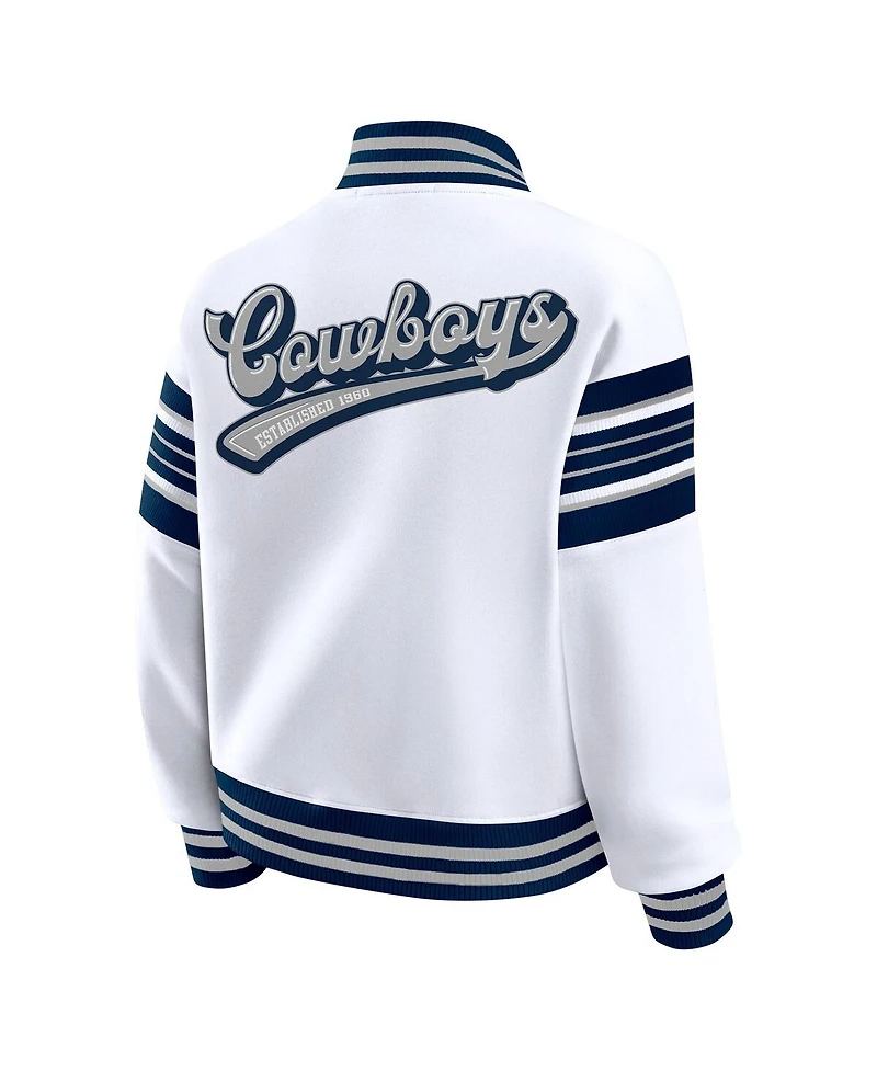 Wear by Erin Andrews Women's White Dallas Cowboys Full-Snap Fleece Sweatshirt Jacket
