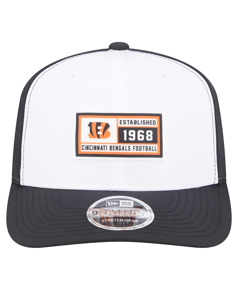 New Era Men's White/Black Cincinnati Bengals Established Patch 9SEVENTY Adjustable Hat