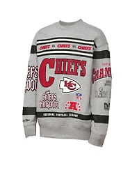 Mitchell & Ness Big Boys and Girls Gray Kansas City Chiefs Throwback All-Over Print Fleece Sweatshirt